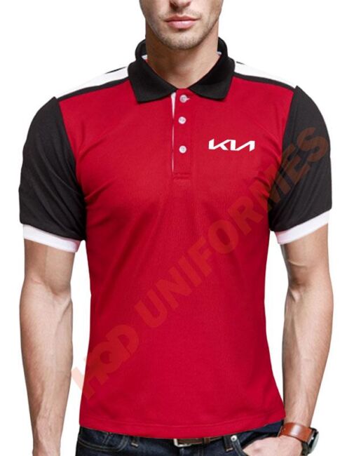 Polo KIA Tricolor Roja-Blanca-Negra